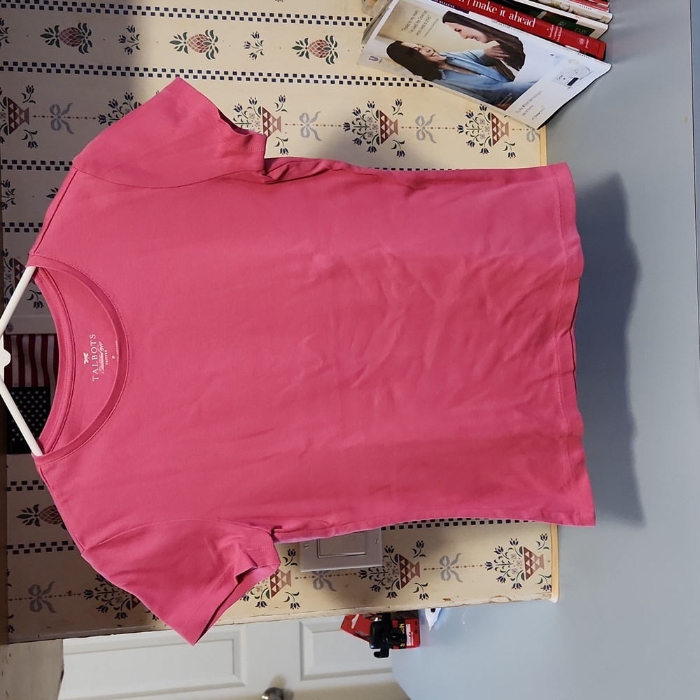 EUC Talbots Size P T Shirt Pink 100% Pima Cotton